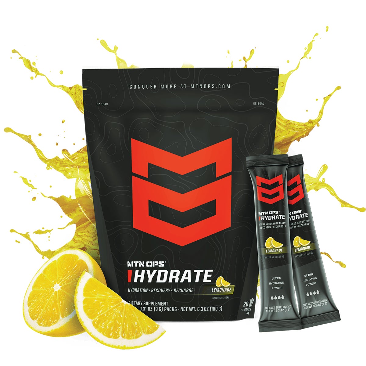 MTN OPS Hydrate Lemonade Trail Pack Drink Mix (20-Count)