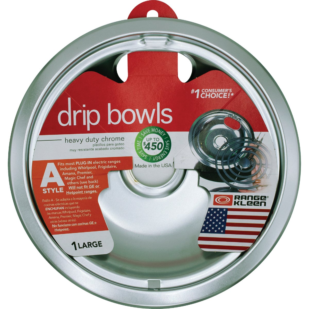 Range Kleen Electric 8" Style A Round Chrome Drip Pan Image 2
