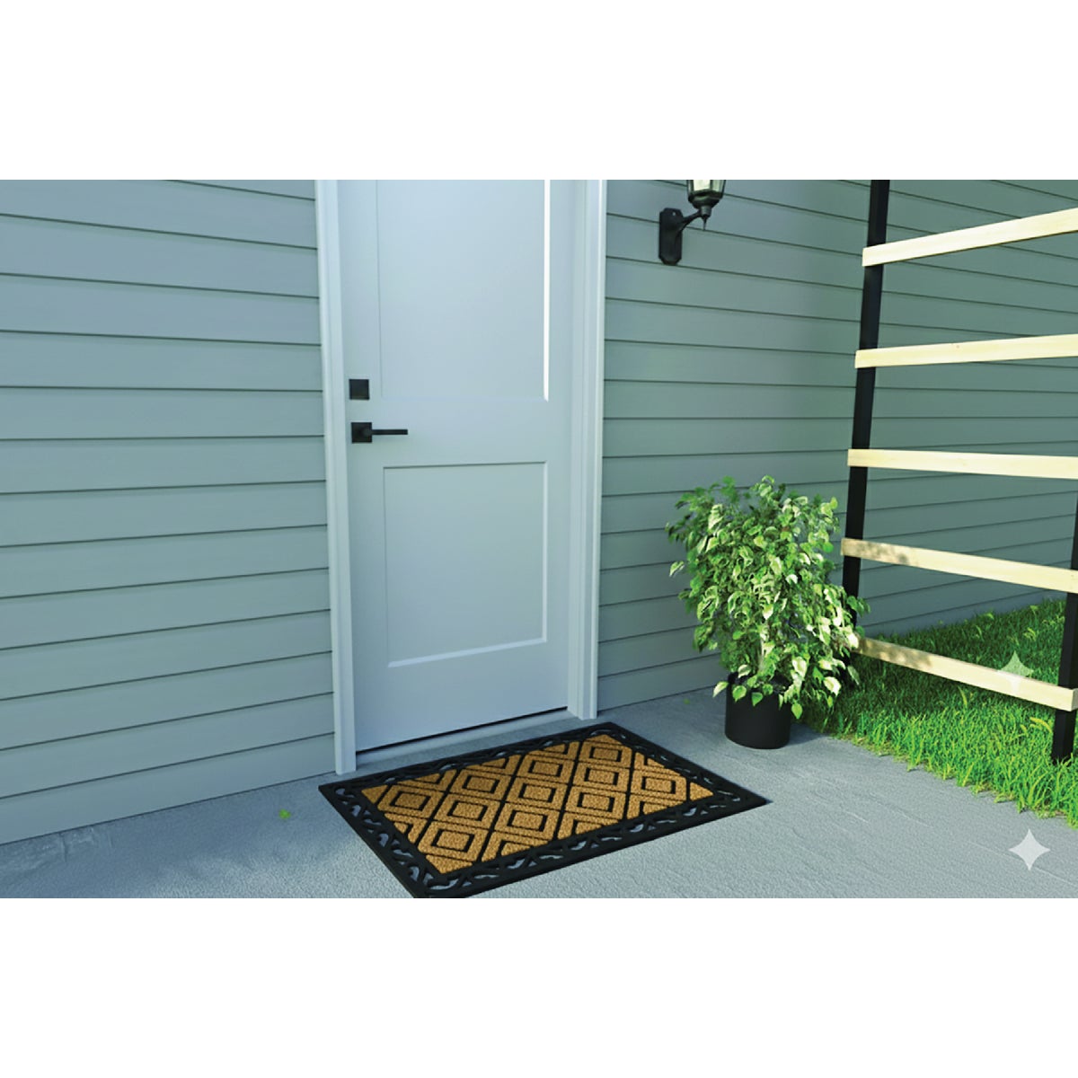 FanMats 24 In. x 36 In. Diamond Pattern Rubber Coir Door Mat Image 2