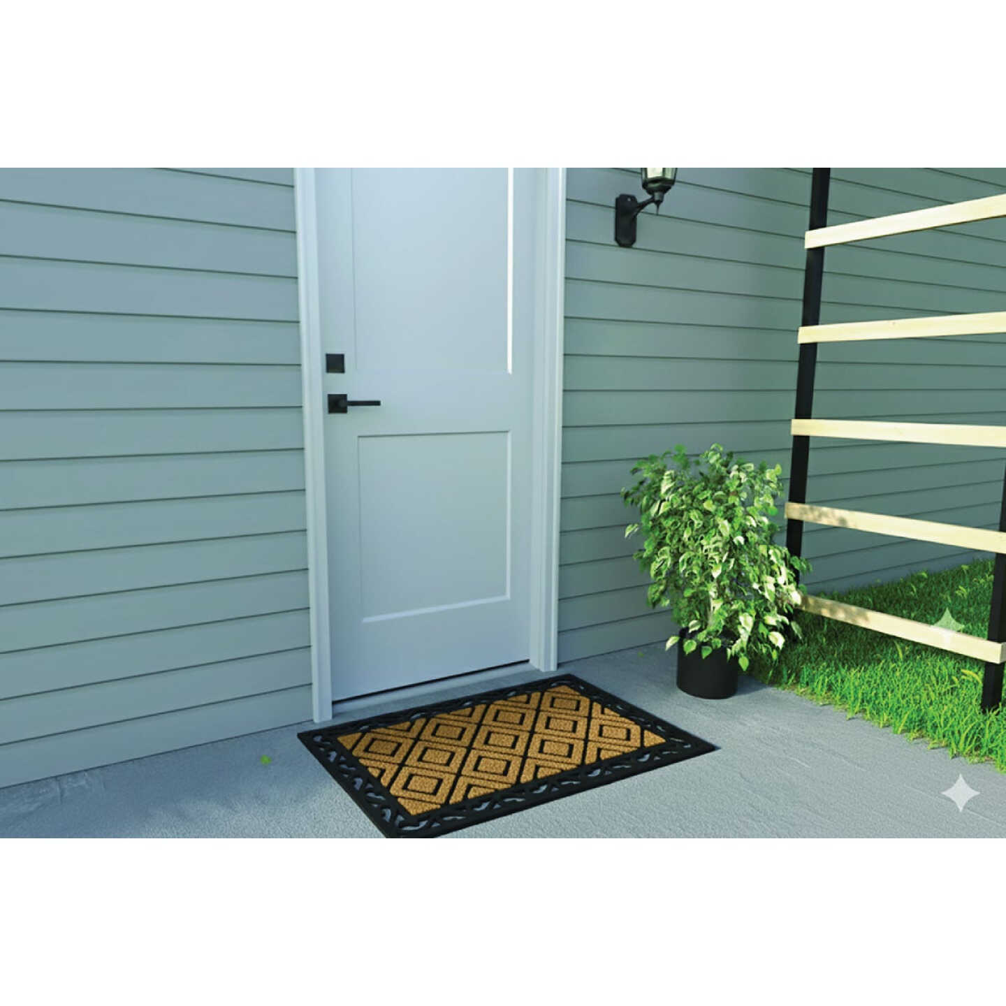 FanMats 24 In. x 36 In. Diamond Pattern Rubber Coir Door Mat Image 2