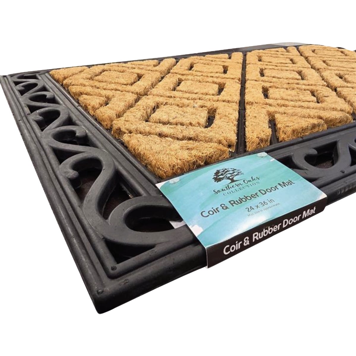 FanMats 24 In. x 36 In. Diamond Pattern Rubber Coir Door Mat Image 3