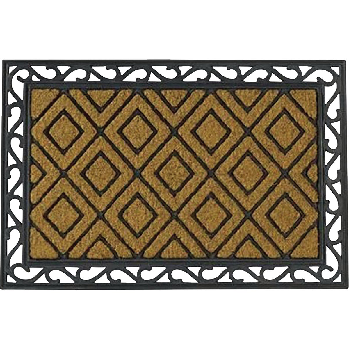 FanMats 24 In. x 36 In. Diamond Pattern Rubber Coir Door Mat Image 1