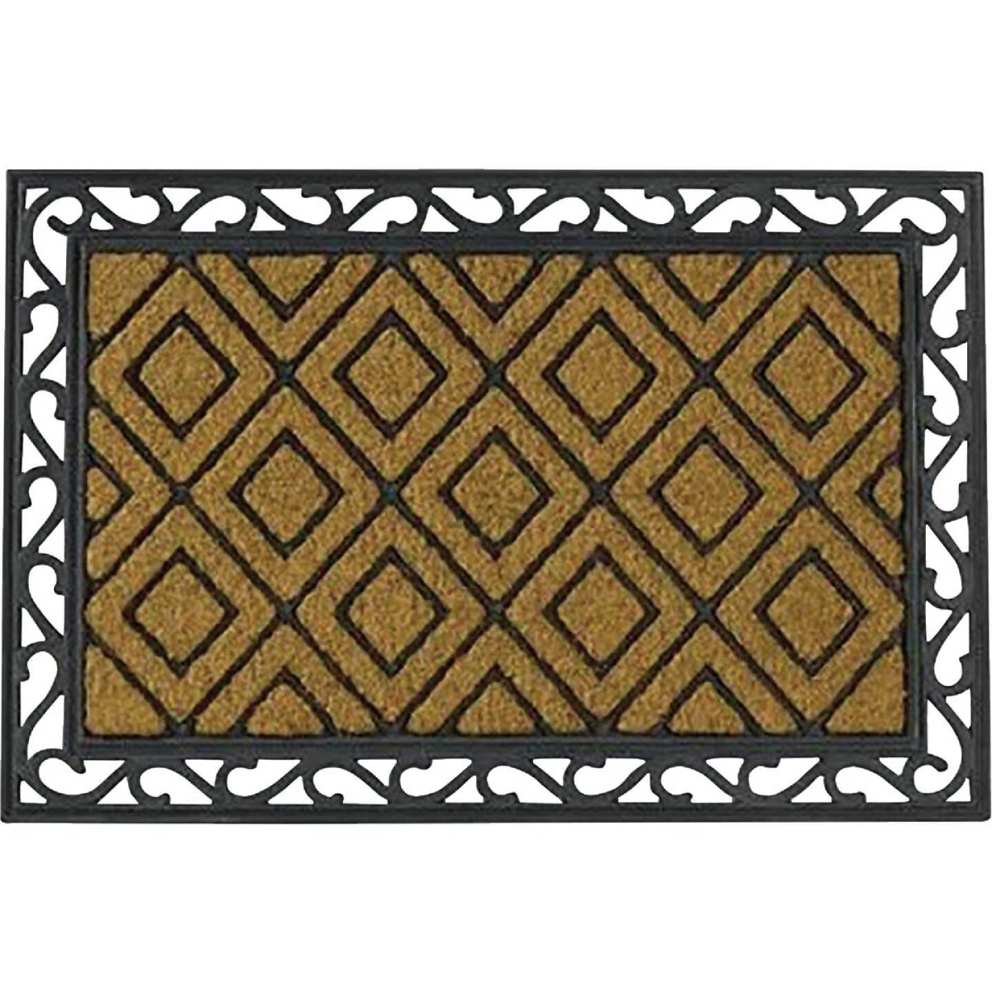 FanMats 24 In. x 36 In. Diamond Pattern Rubber Coir Door Mat Image 1
