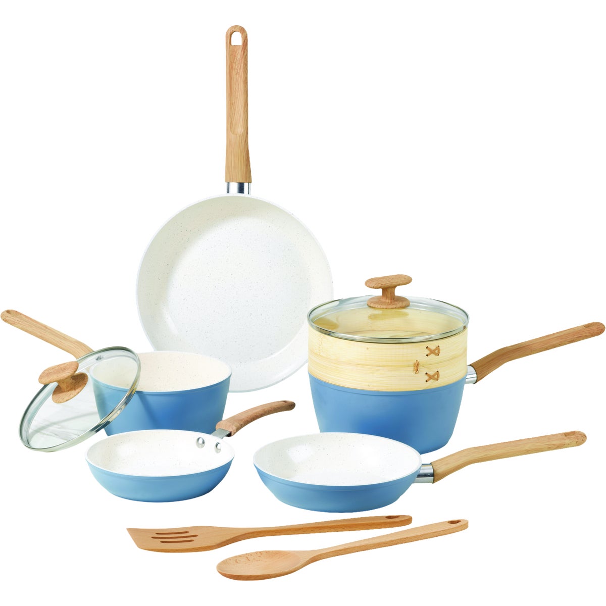 Goodcook Healthy Ceramic Titanium-Infused Cookware Set with Tools (10-Piece) Image 1