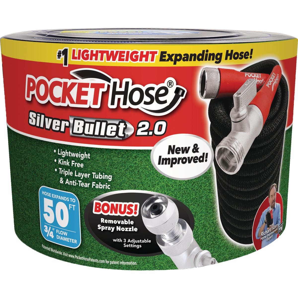 Pocket Hose Silver Bullet 2.0 3/4 In. x 50 Ft. No-Kink Hose & Nozzle