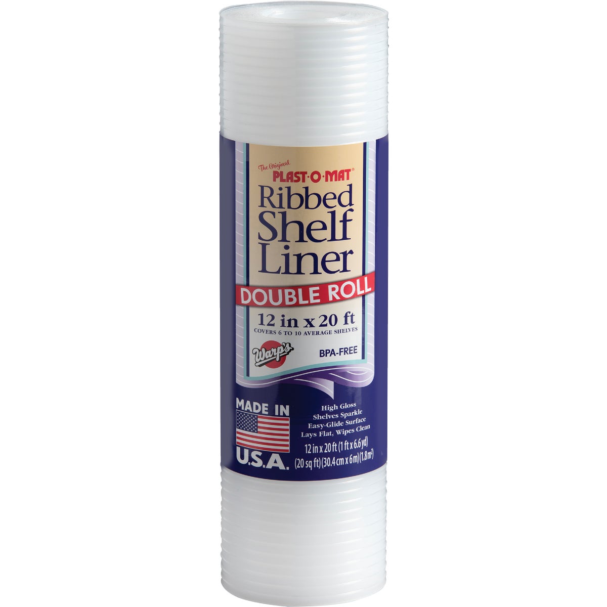 Warp's Plast-O-Mat 12 In. x 20 Ft. Clear Ribbed Non-Adhesive Shelf Liner (Double Roll)