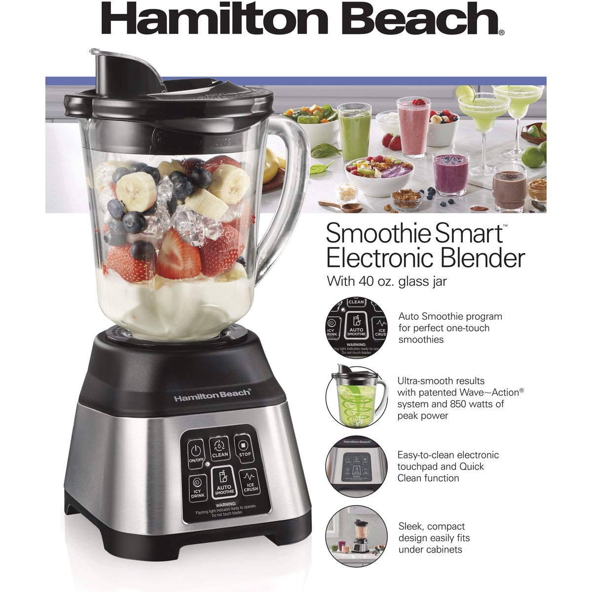 Hamilton Beach 40 Oz. 4-Speed Smoothie Smart Blender Image 2