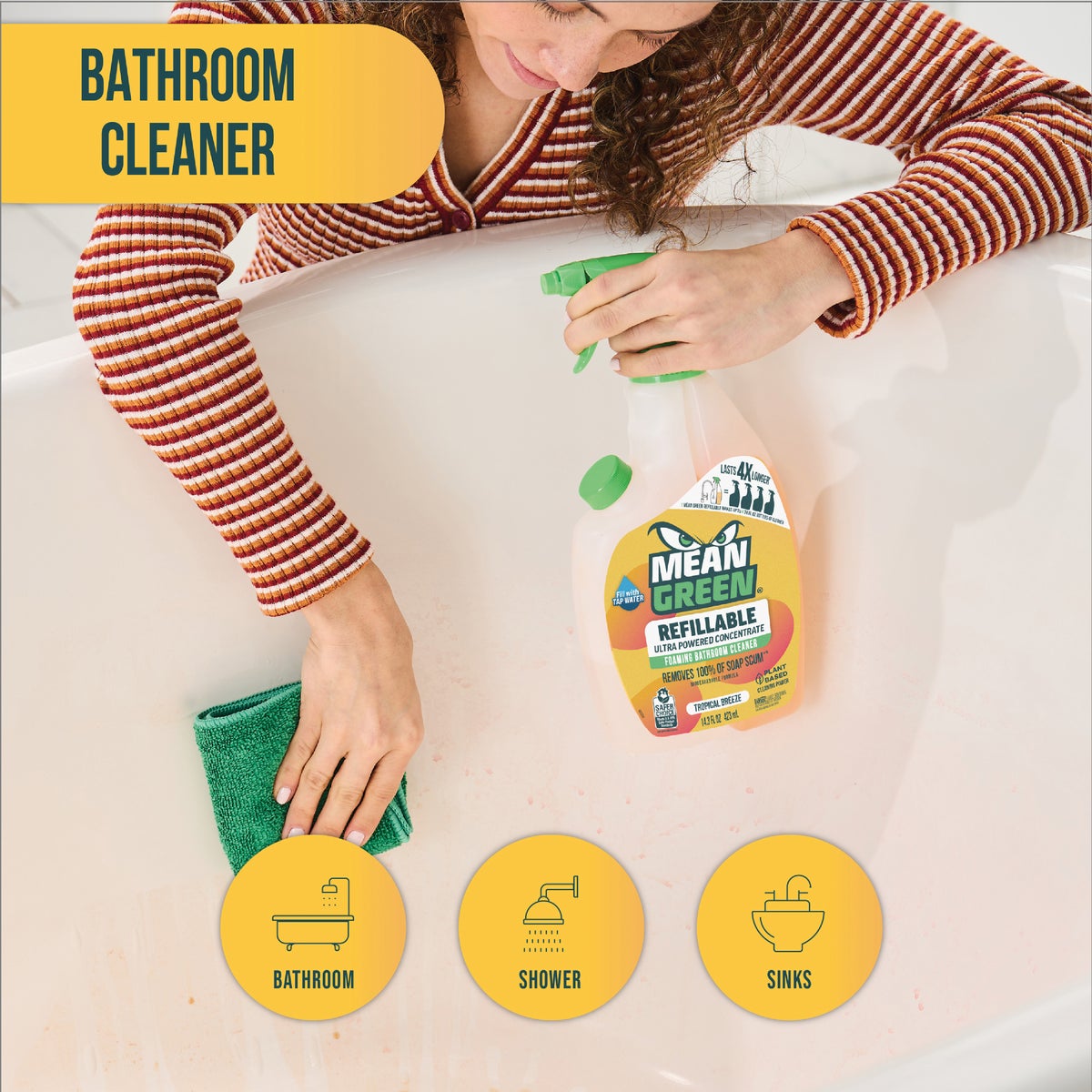 Mean Green 28 Oz. Tropical Breeze Refillable Bathroom Cleaner Image 6