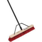 Harper 24 In. Red Bordered Indoor/Outdoor Block Push Broom with 15/16 In. X 60 In. Threaded Metal Handle and Steel Brace Image 1