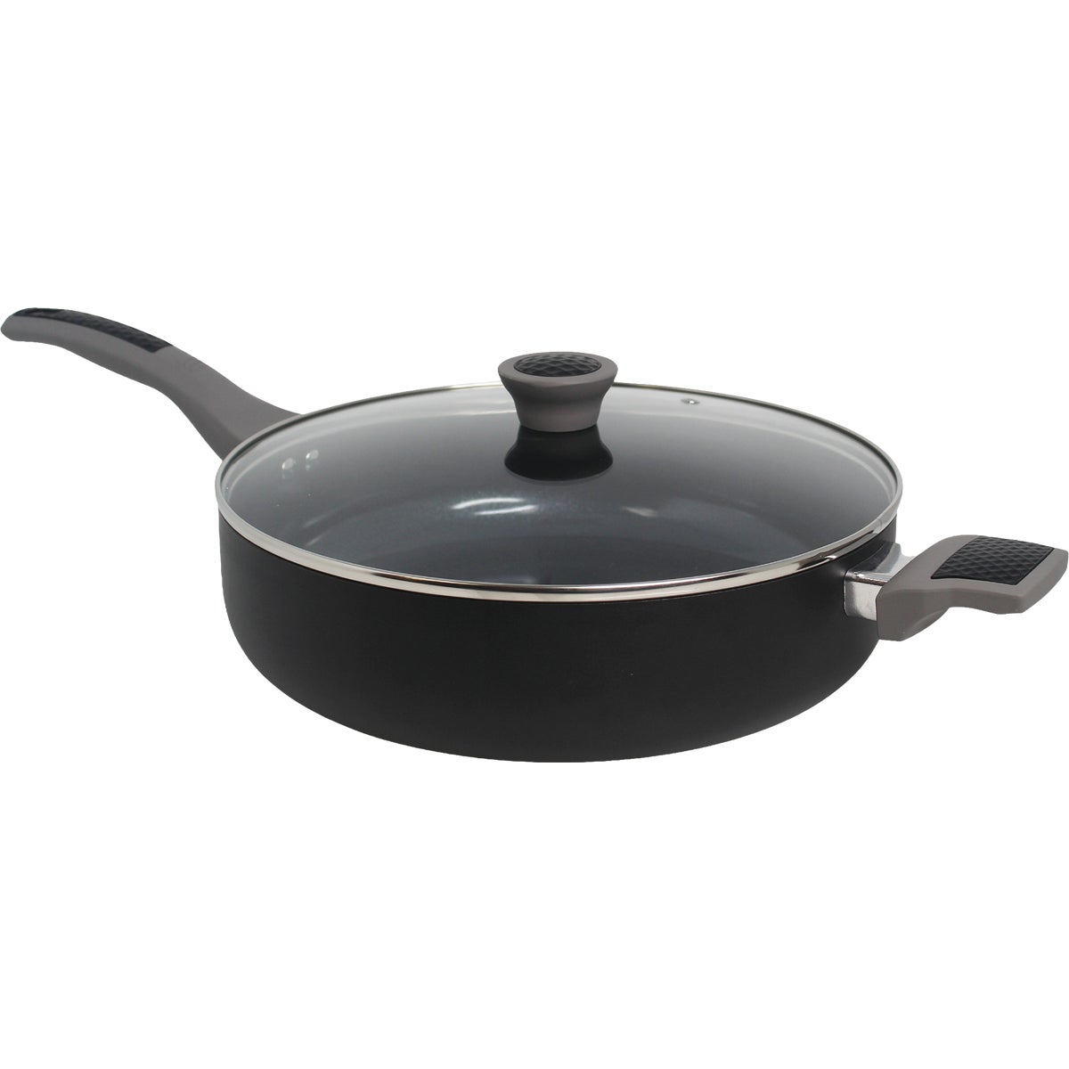 Mirro Get A Grip 2.0 5 Qt. Soft-Grip Aluminum Ceramic Coated Nonstick Jumbo Cooker with Lid, Black Image 1