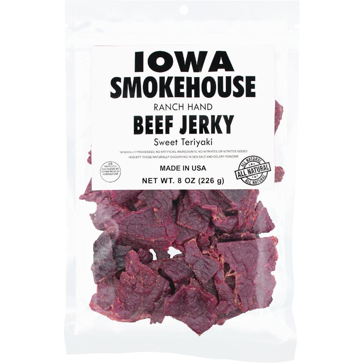 Iowa Smokehouse 8 Oz. Ranch Hand Beef Sweet Teriyaki Jerky Image 1