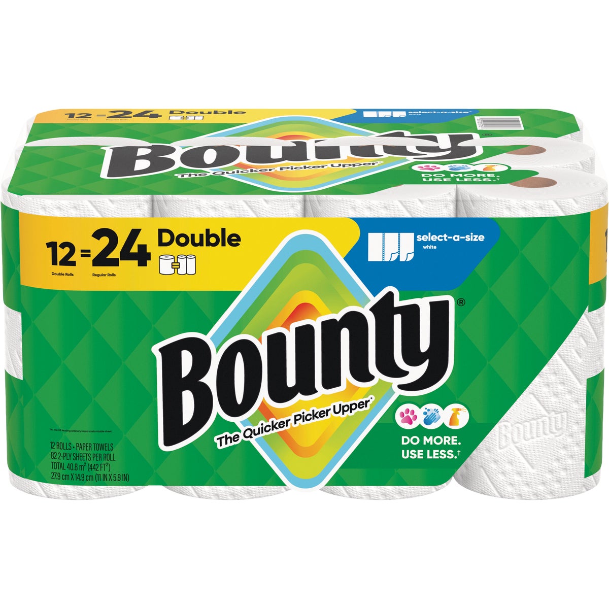 Bounty Paper Towels Select-A-Size White, 12 Double Rolls, 82 Sheets Per Roll