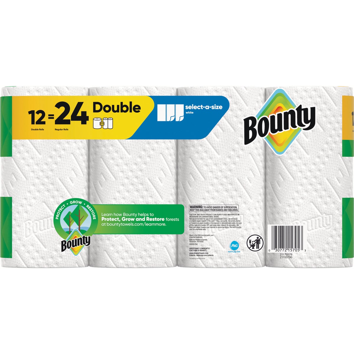 Bounty Paper Towels Select-A-Size White, 12 Double Rolls, 82 Sheets Per Roll Image 4