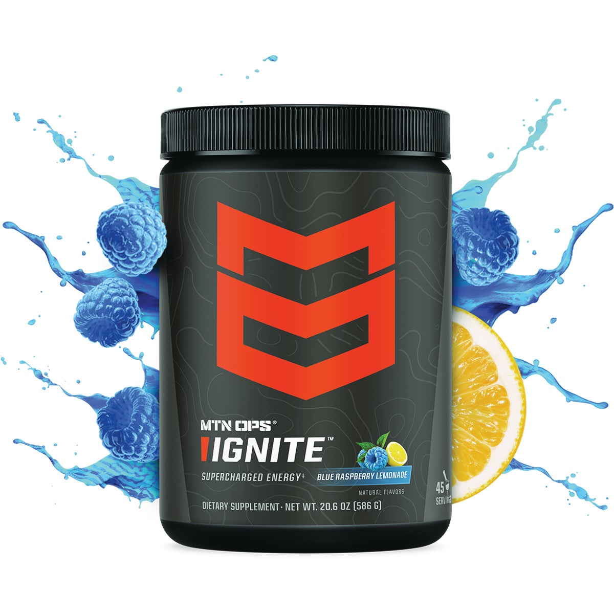 MTN OPS Ignite Blue Raspberry Scoop Energy Drink Mix