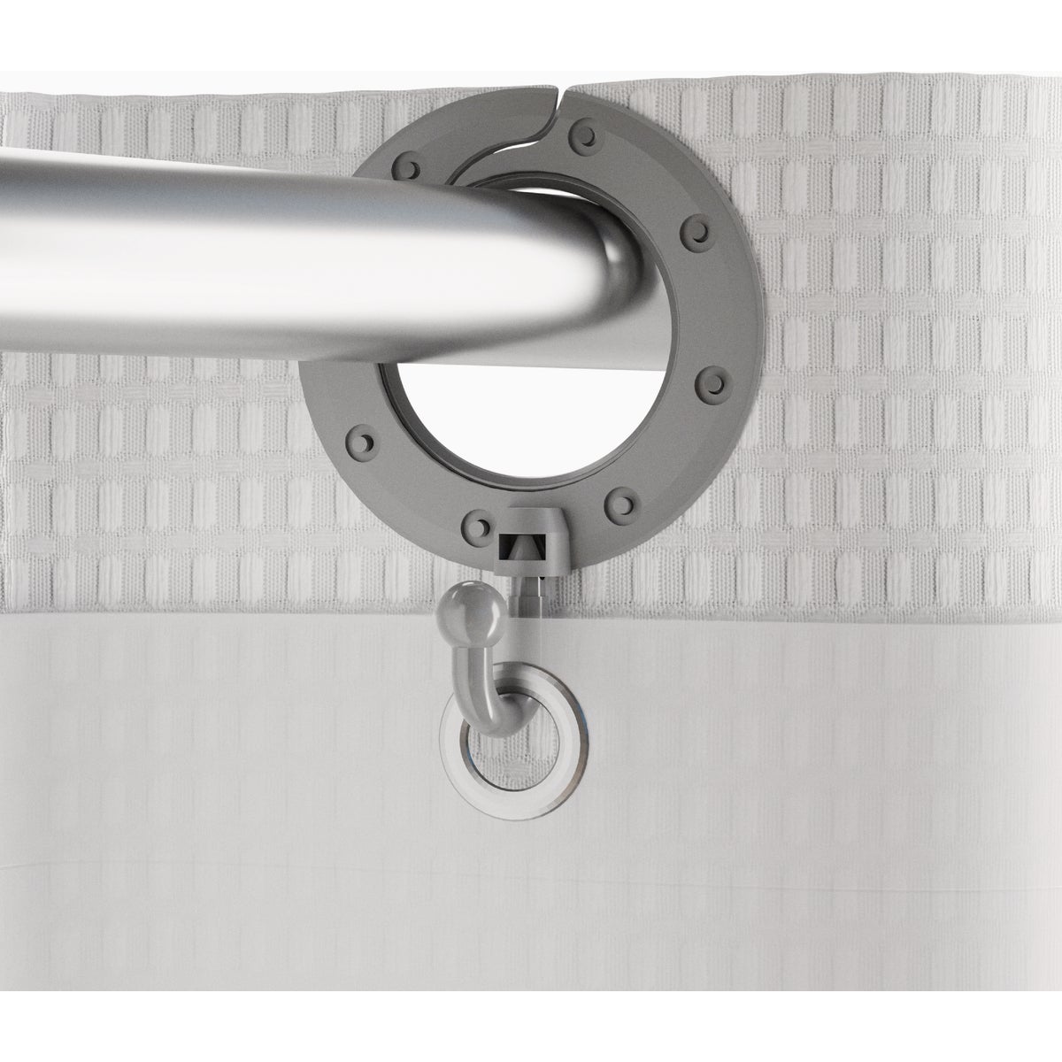 Zenna Home 71 In. x 74 In. Stevenson White Hook-Free InstaCurtain Shower Curtain with Built-in Grommets Image 2