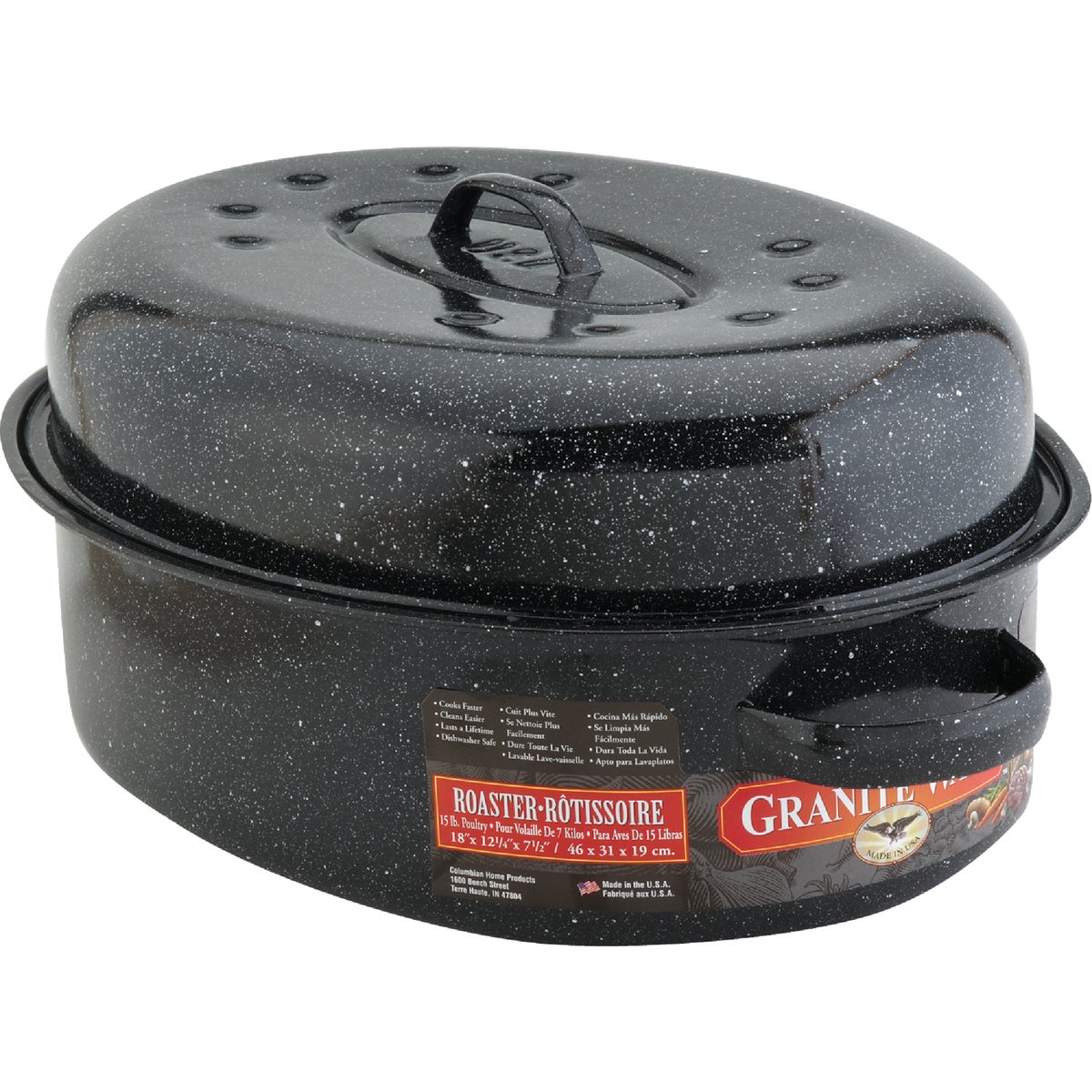 GraniteWare 18 In. Black Covered Oval Roaster Pan Image 2