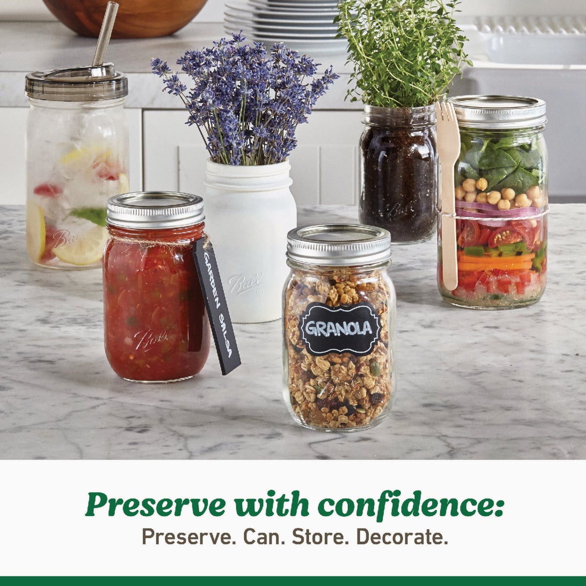 Ball 1 Qt. Easy-Label Regular Mouth Smooth-Sided Mason Jar (12-Count) Image 2