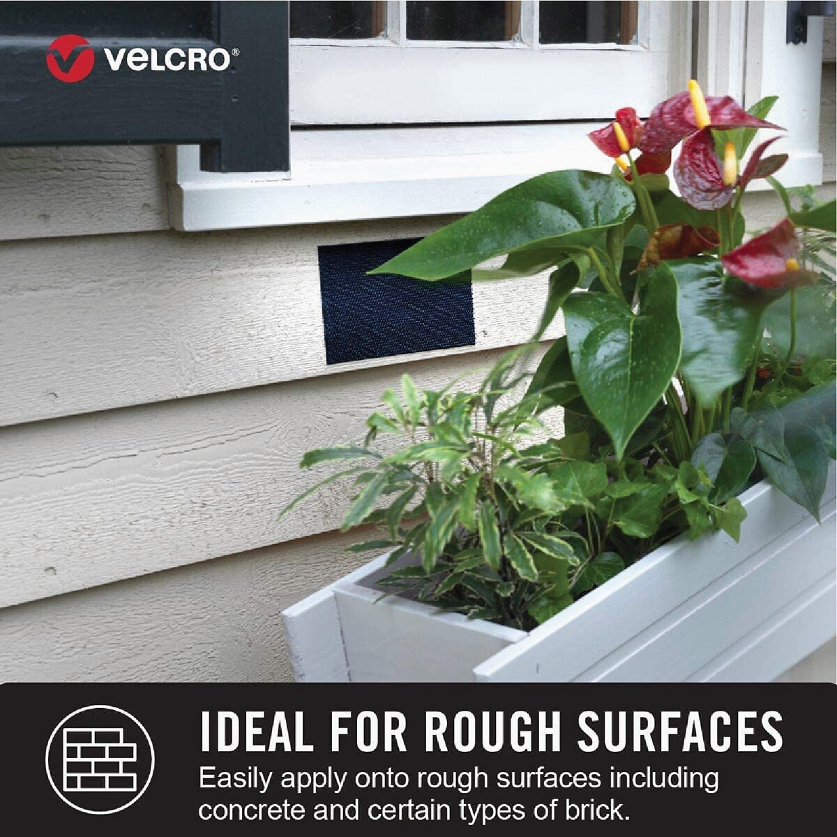 VELCRO Brand Industrial Strength Extreme Black 4 In. x 6 In. Adhesive Hook & Loop Strip (3-Count) Image 2