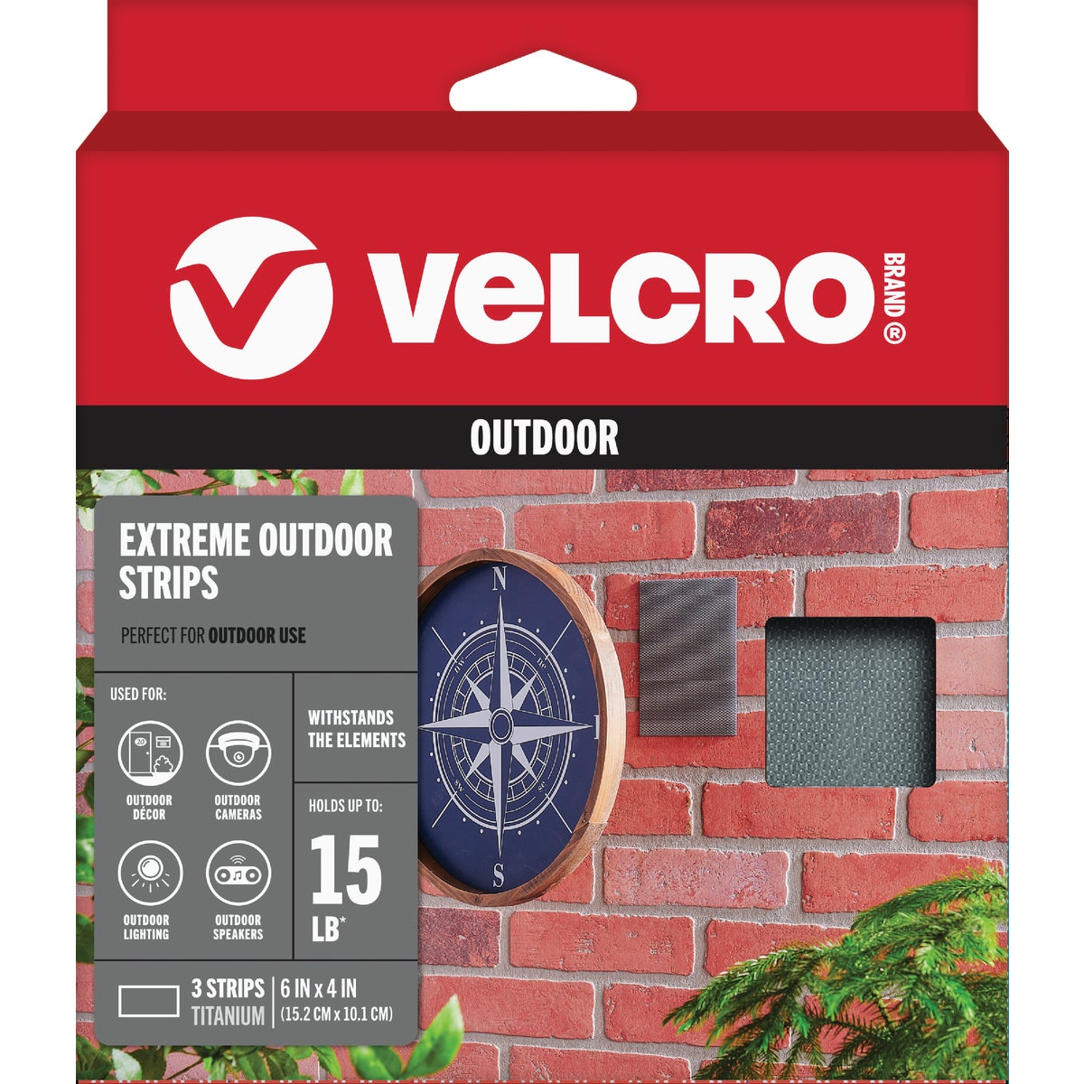 VELCRO Brand Industrial Strength Extreme Black 4 In. x 6 In. Adhesive Hook & Loop Strip (3-Count)