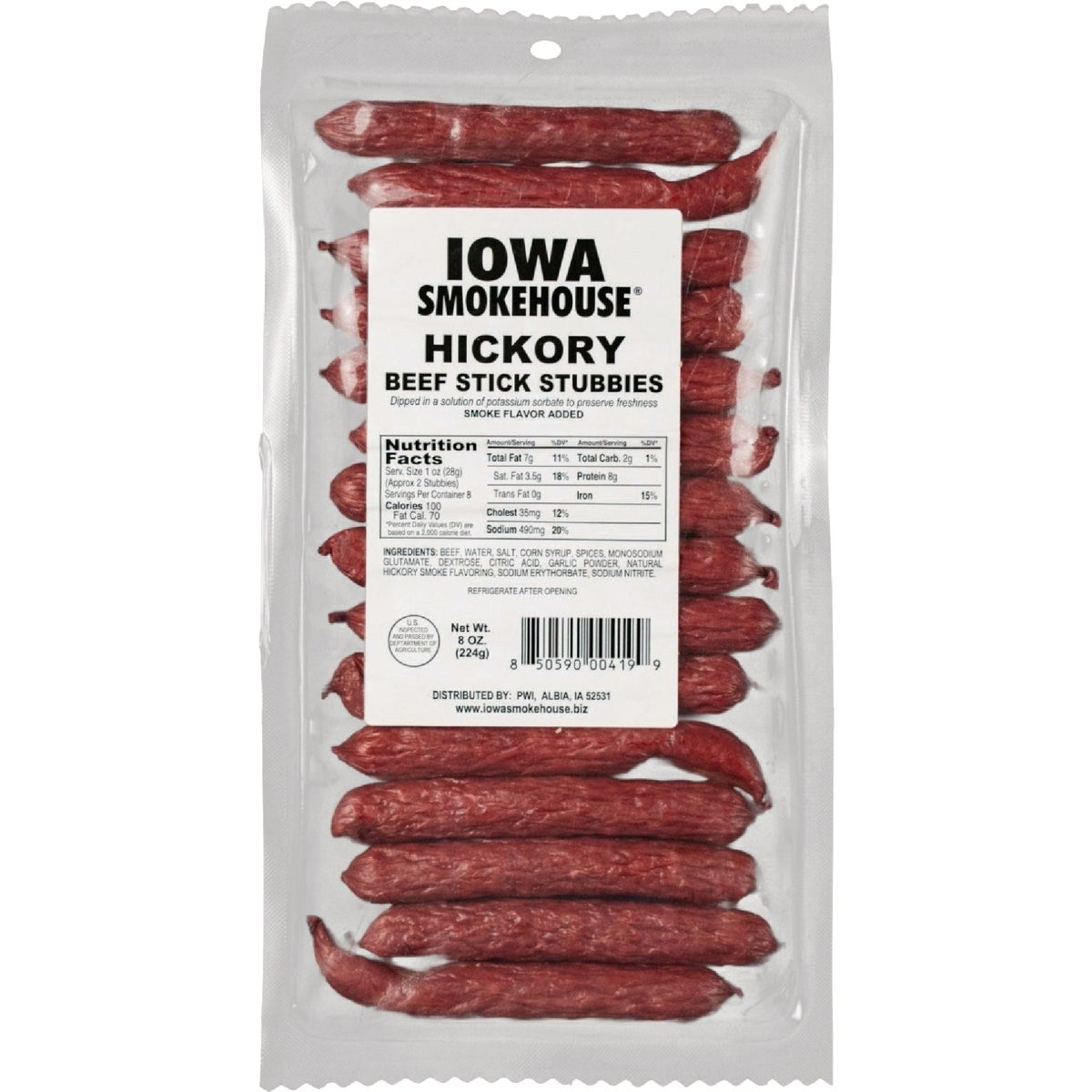 Iowa Smokehouse 8 Oz. Hickory Beef Stick Stubbies Image 1