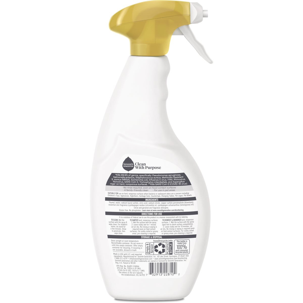 Seventh Generation 26 Oz. Lemongrass Citrus Disinfecting Multi-Surface Cleaner Image 2