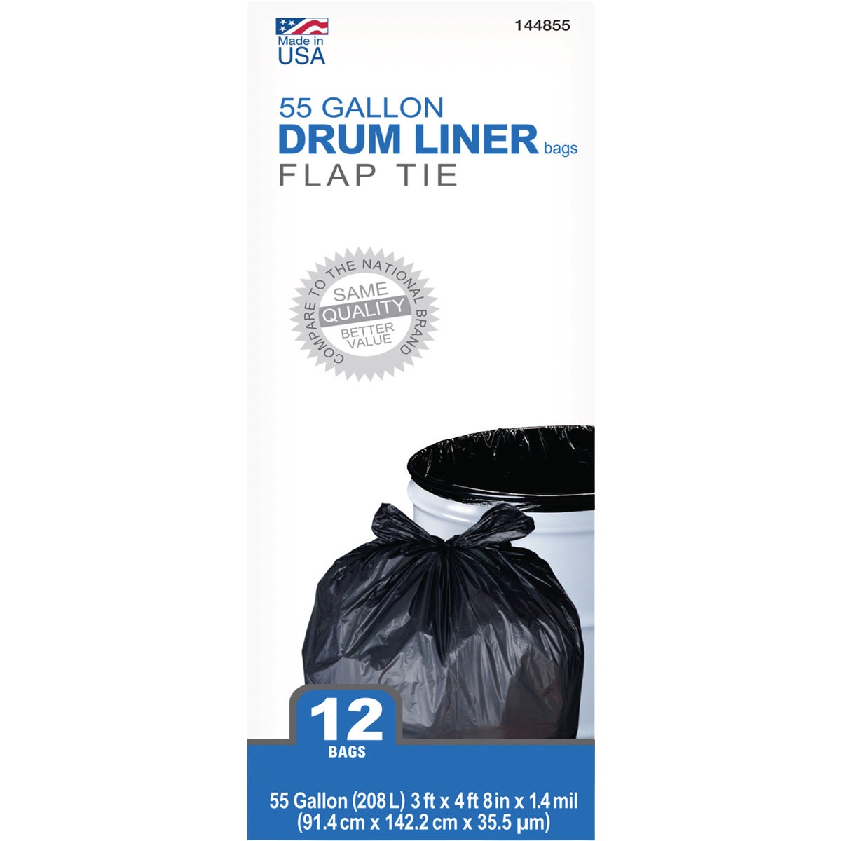 True Value 55 Gal. Black Wing Tie Drum Liner Trash Bags (12-Count) Image 2