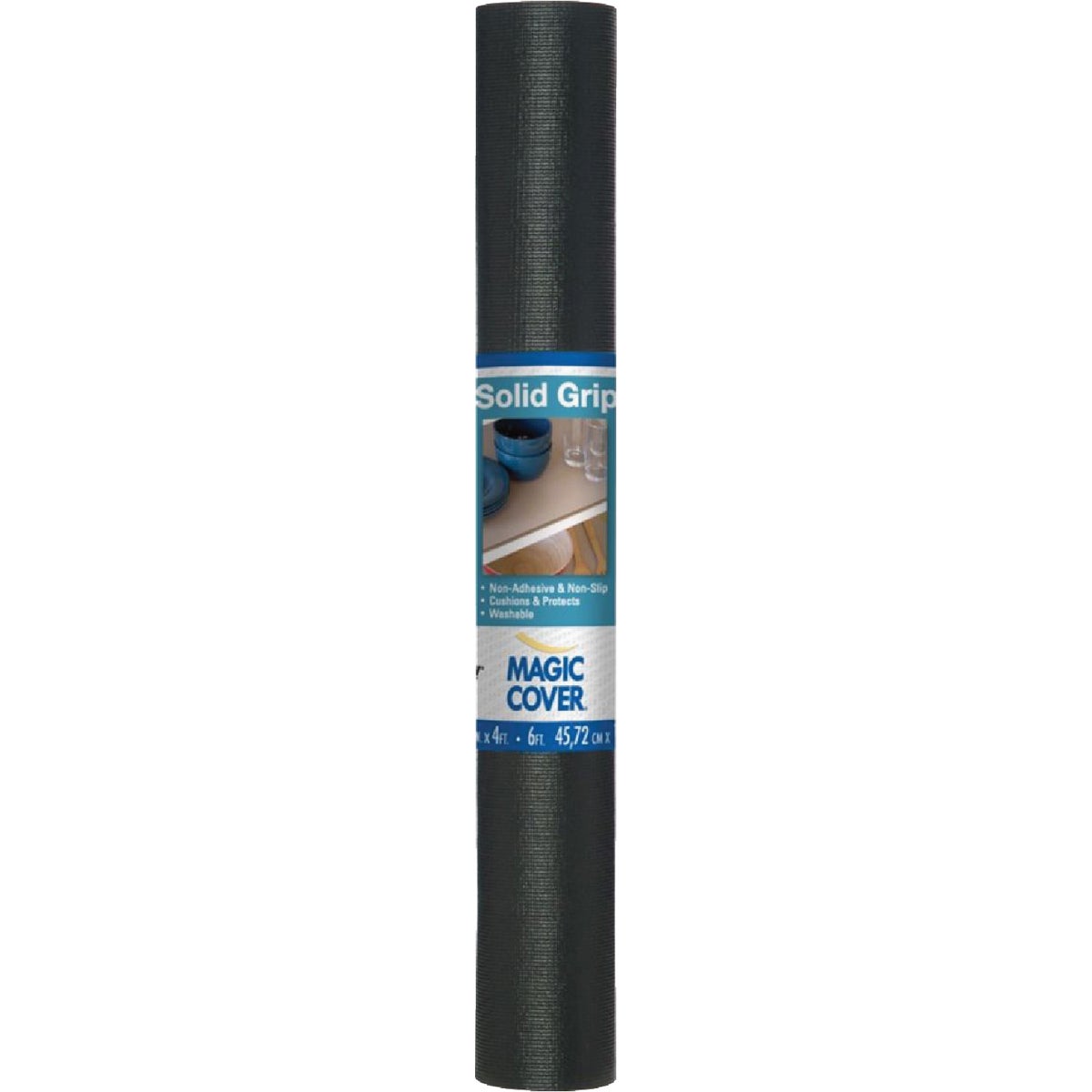 Magic Cover 18 In. x 4 Ft. Black Solid Grip Non-Adhesive Shelf Liner Image 1