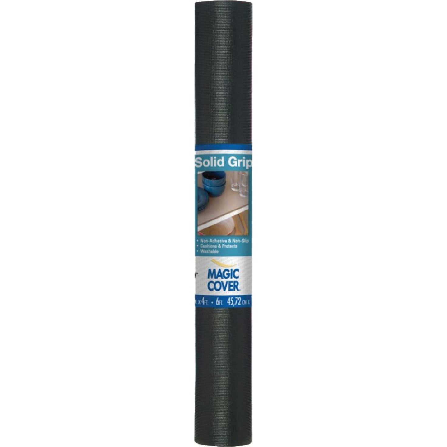 Magic Cover 18 In. x 4 Ft. Black Solid Grip Non-Adhesive Shelf Liner Image 1