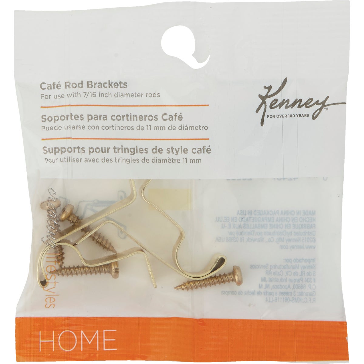 Kenney Brass 7/16 In. Cafe Rod Bracket (2-Pack) Image 2