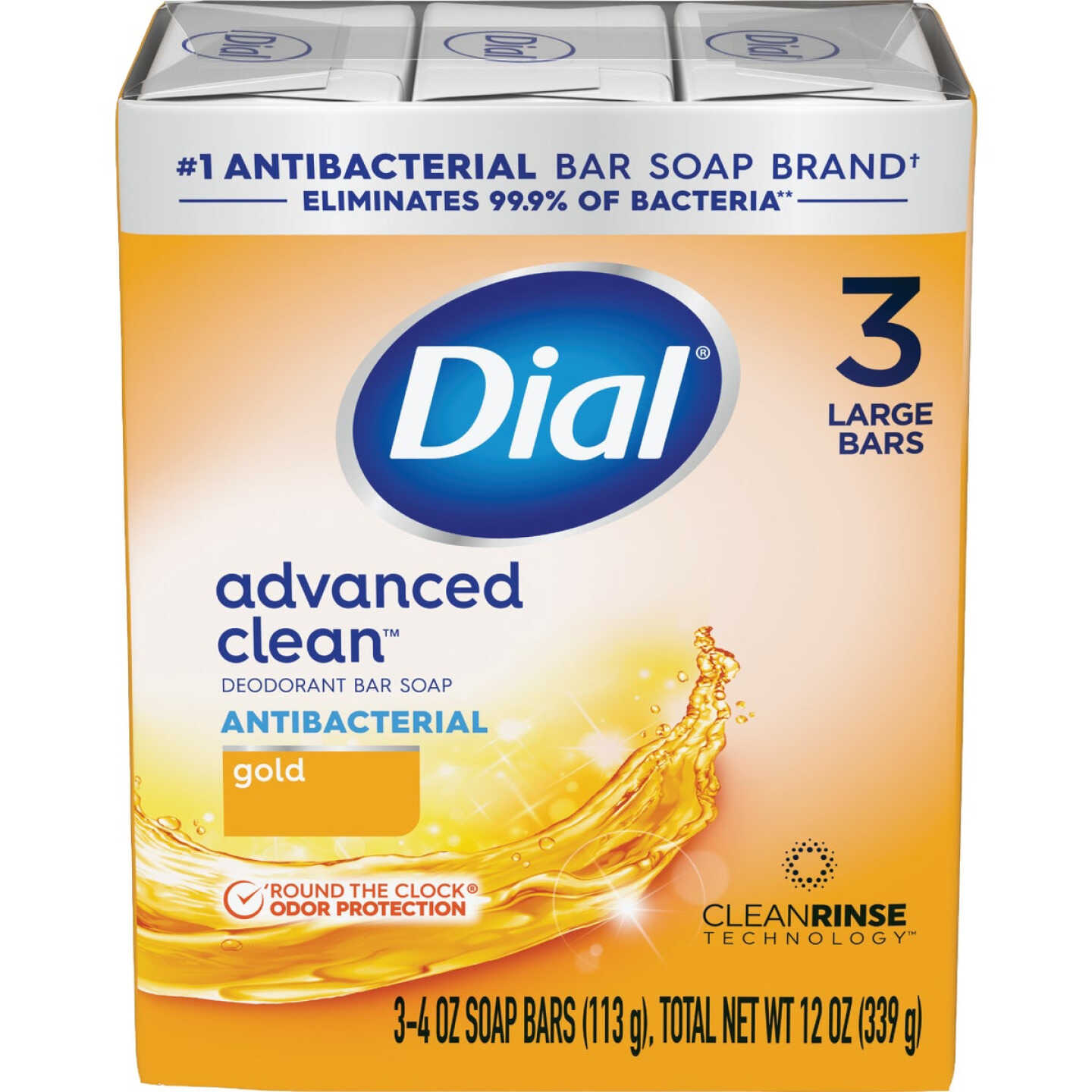 Dial Advanced Clean Gold 4 Oz. Deodorant Bar Soap (3-Pack) Image 1