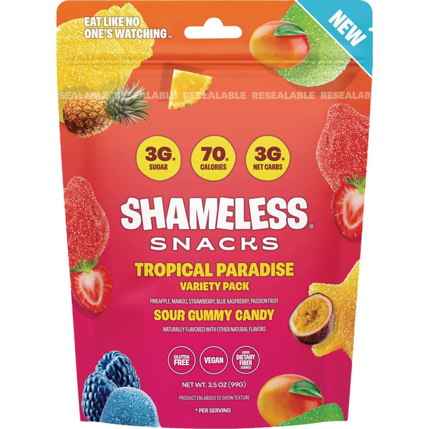 Shameless Snacks 3-1/2 Oz. Tropical Paradise Sour Gummy Candy Image 1