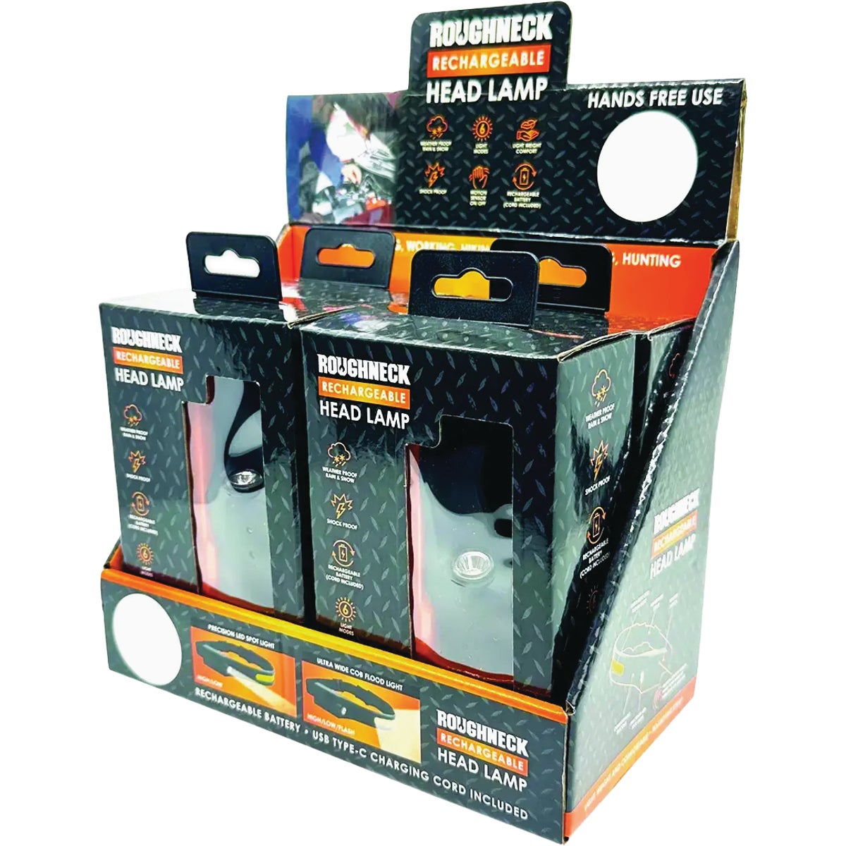 Roughneck Rechargeable Headlamp Flashlight