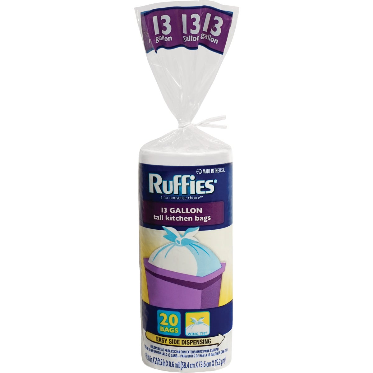 Ruffies 13 Gal. White Tall Kitchen Trash Bag (20-Count)