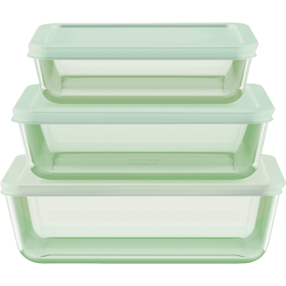 Pyrex Simply Store Tinted Green Rectangle Storage Set with Plastic Lids (6-Piece)