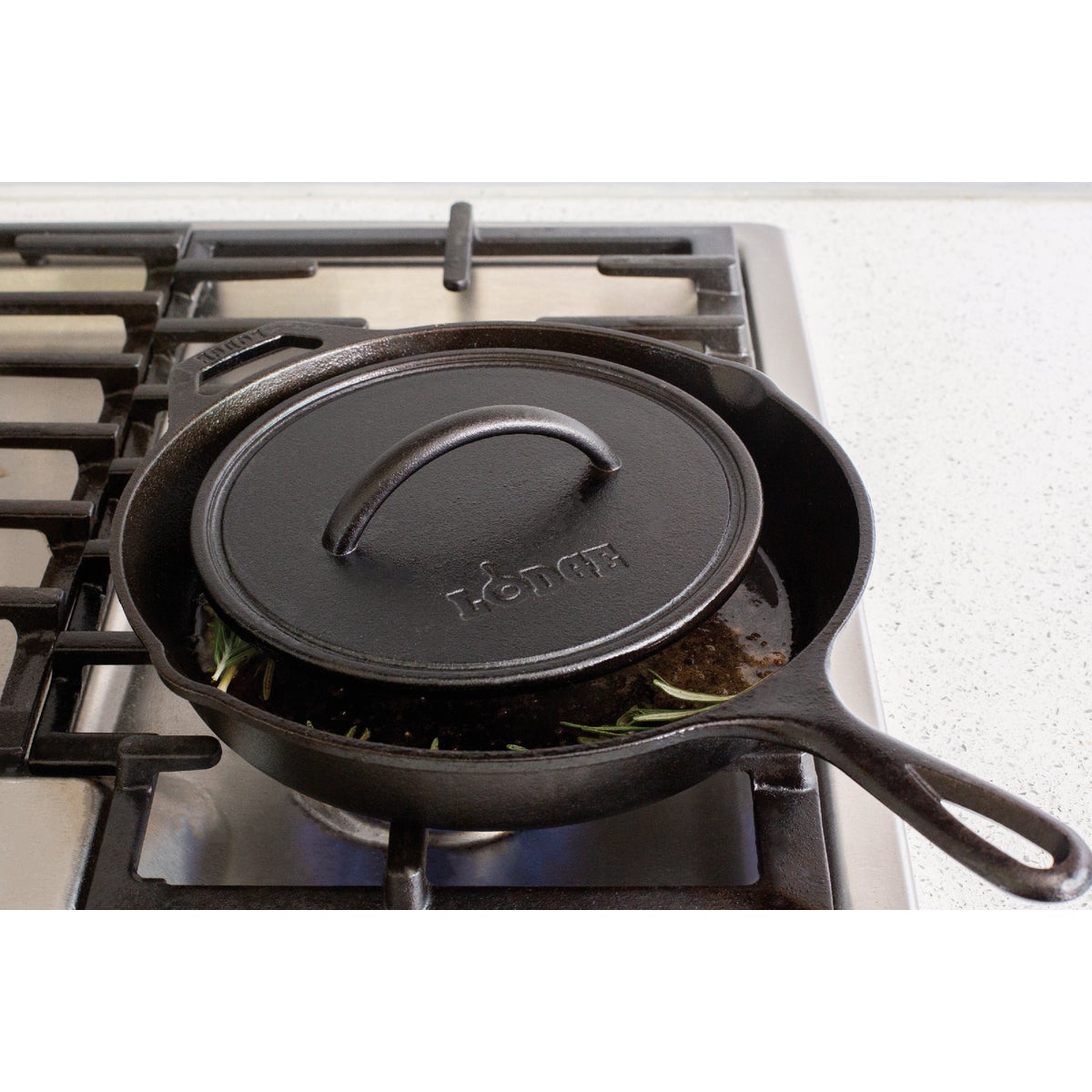 Lodge 8 In. Cast Iron Round Flat Grill Press Image 2