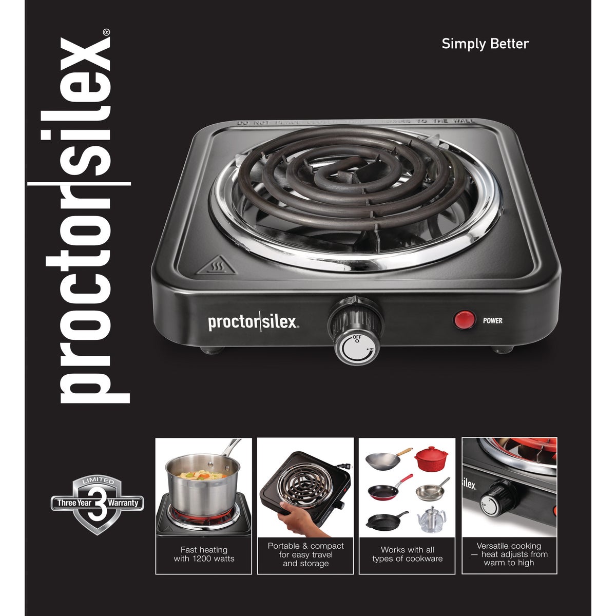 Proctor Silex Electric Single Burner Cooktop Image 2