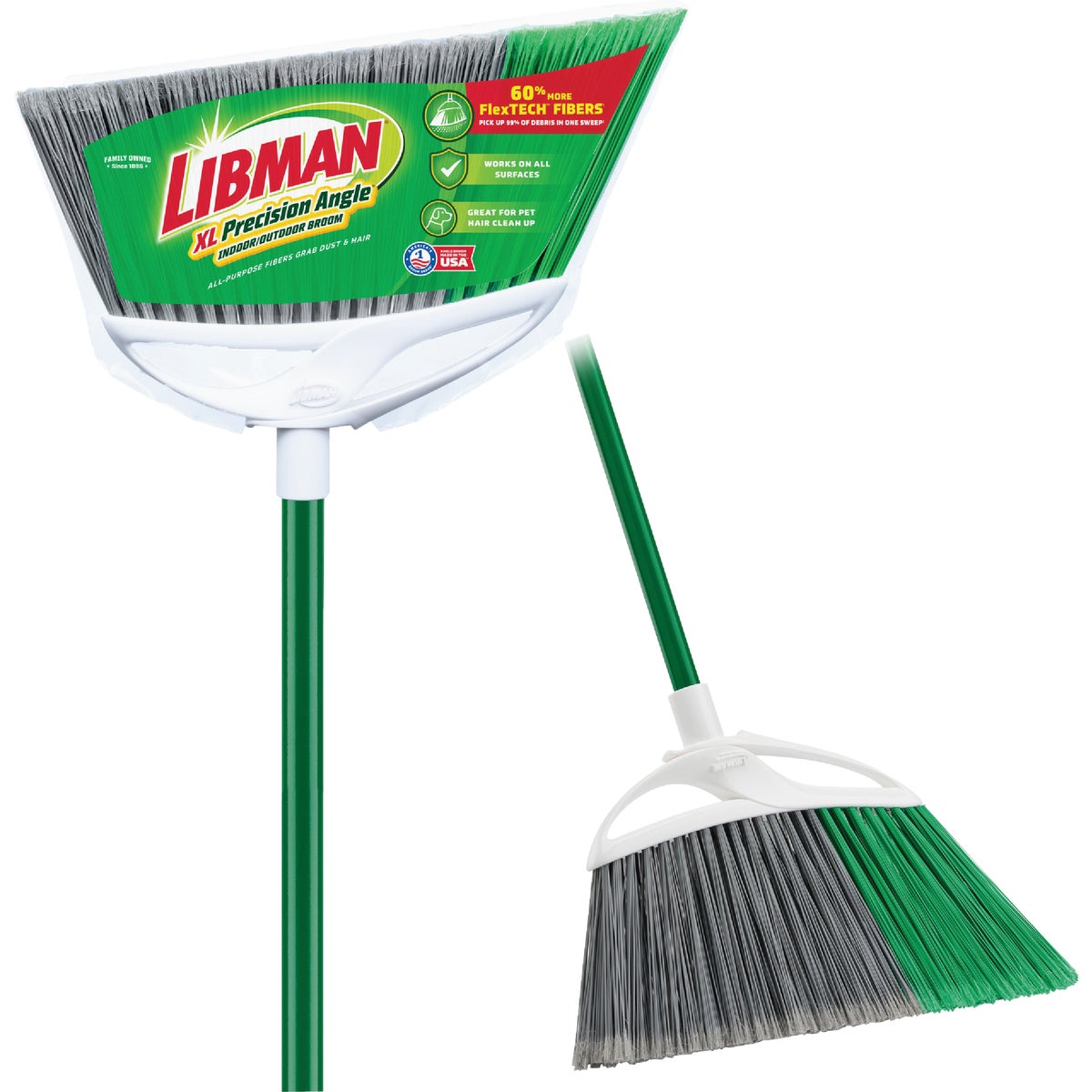 Libman 16 In. W. x 55 In. L. Steel Handle Extra Large Precision Angle Broom