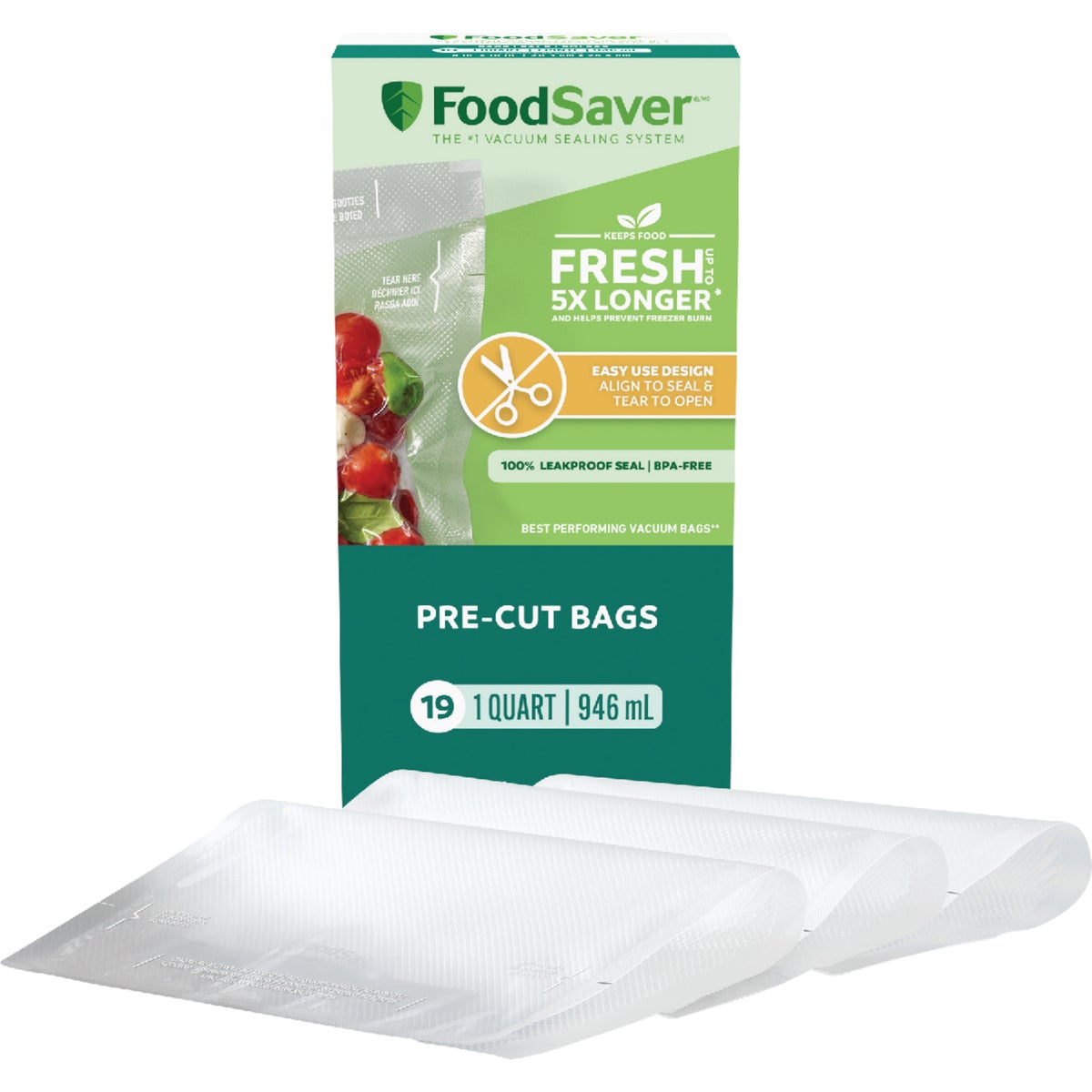 FoodSaver 1 Qt. Pre-Cut Bag (19-Count)