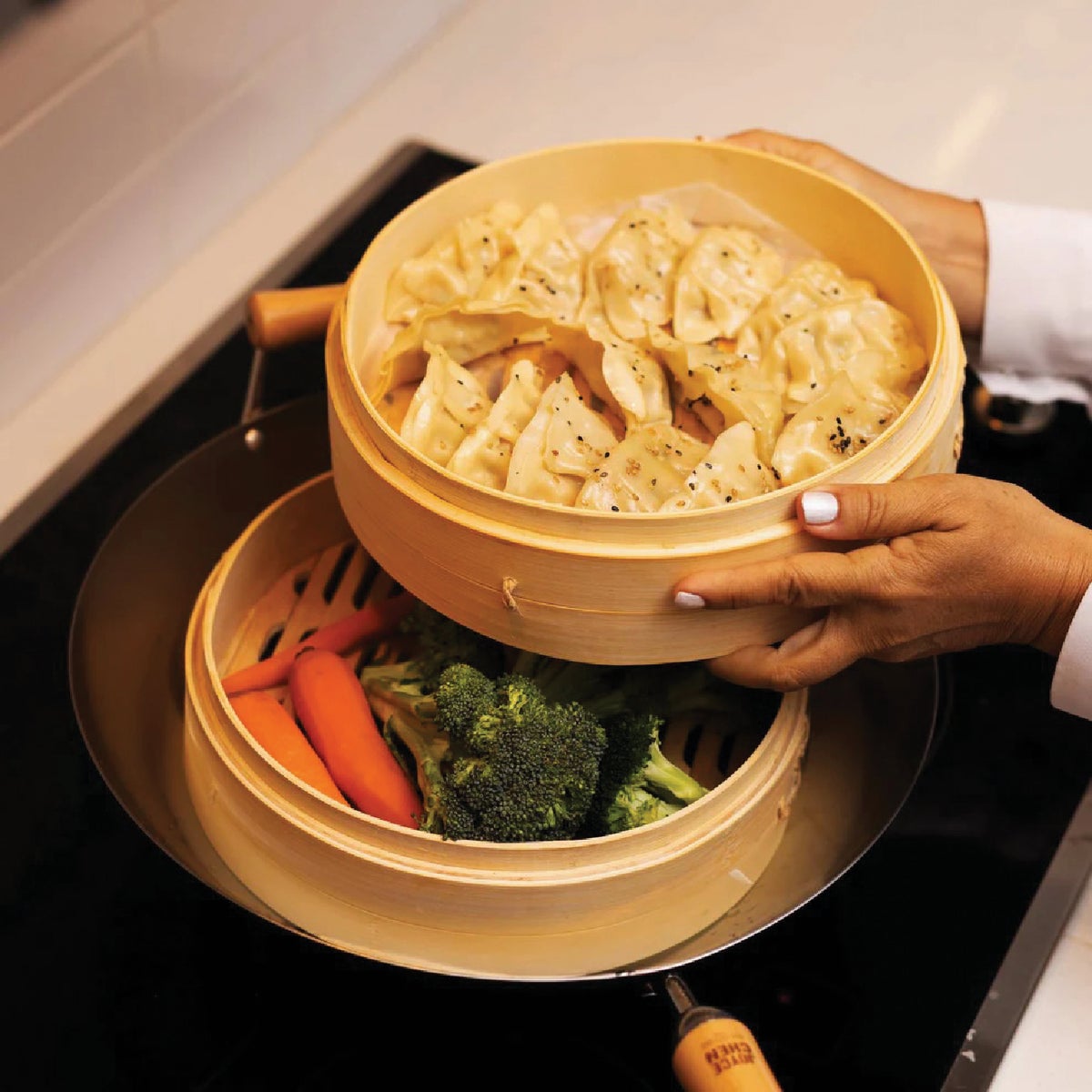 Joyce Chen 2-Tier 6 In. Bamboo Steamer Baskets Image 2