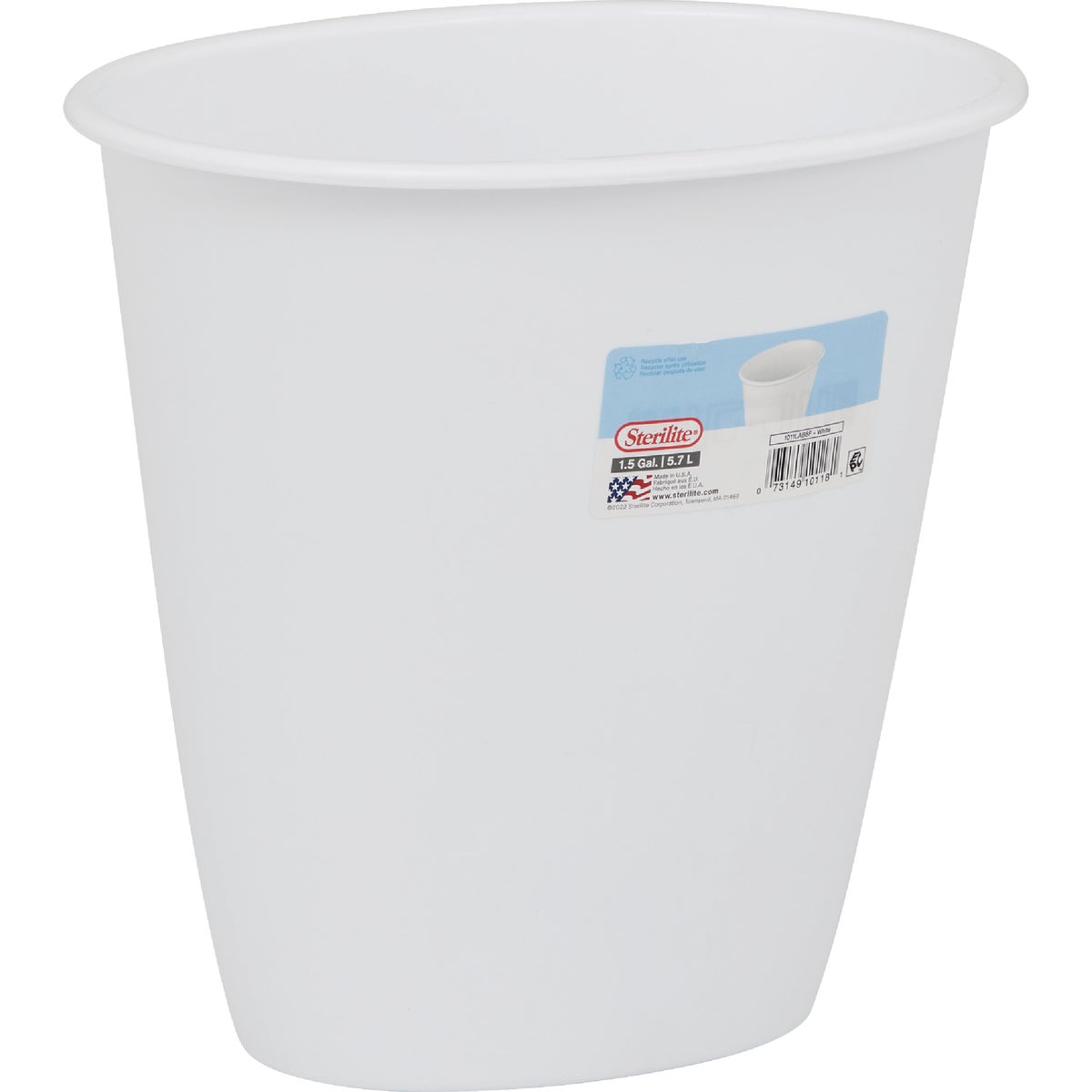 Sterilite 1.5 Gal. White Oval Vanity Wastebasket