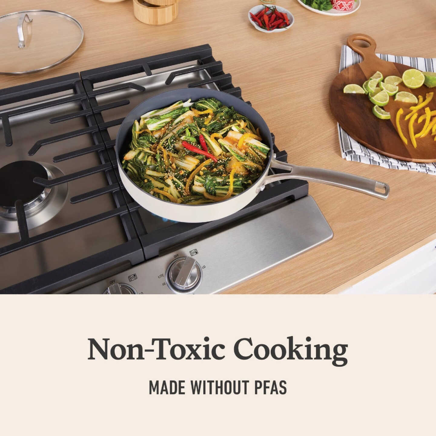 Calphalon 3 Qt. Ceramic Nonstick Saute Pan with Lid, Flour Image 2