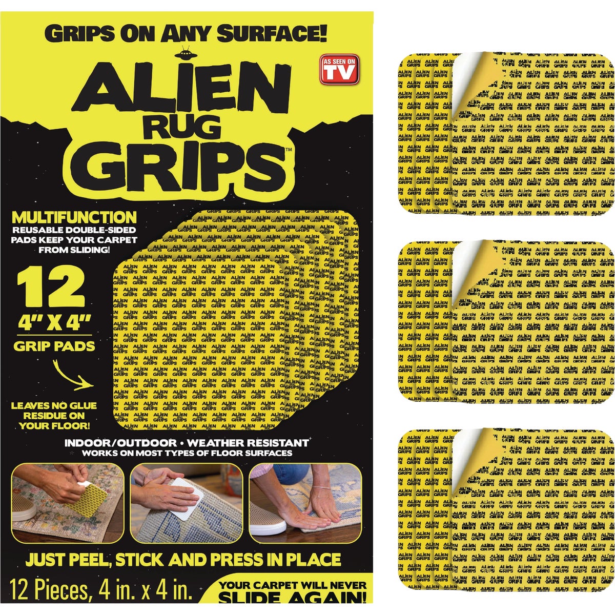 Alien 4 In. x 4 In. Rug Grips (12-Pack)