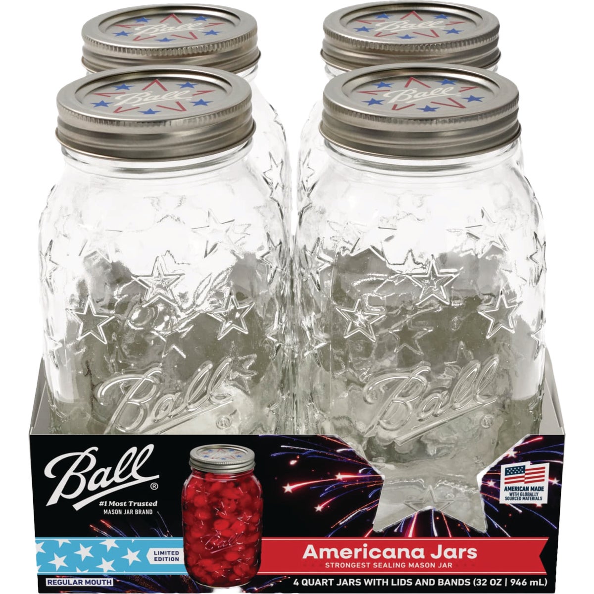 Ball 32 Oz. Limited Edition Americana Regular Mouth Quart Mason Jar (4-Pack) Image 7