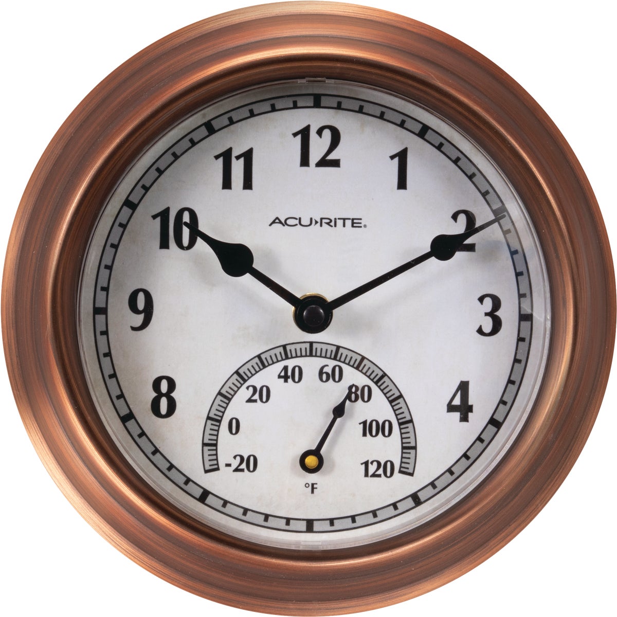 Acurite 8.5 In. Brushed Copper Wall Clock/Thermometer