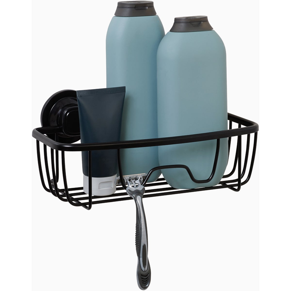 Zenna Home Rustproof Matte Black Power Grip Pro Adhesive/Suction Shower Storage Basket Image 2