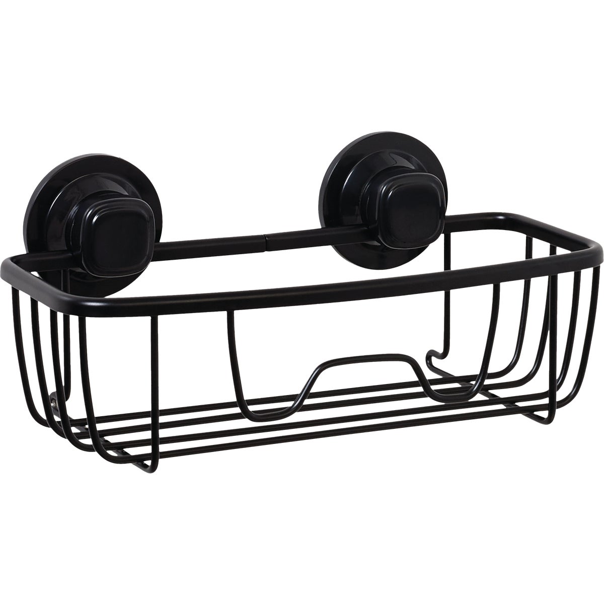 Zenna Home Rustproof Matte Black Power Grip Pro Adhesive/Suction Shower Storage Basket