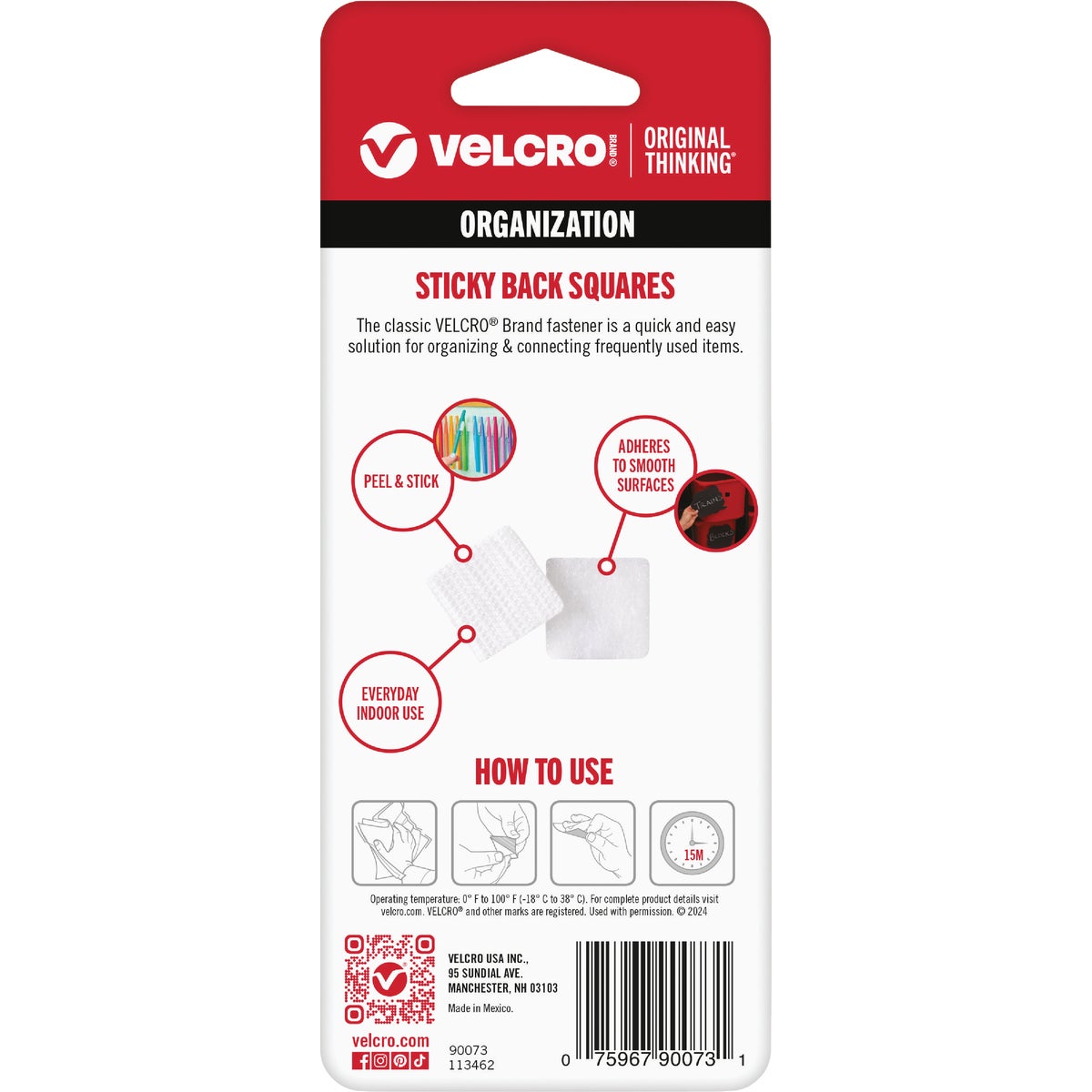VELCRO Brand 7/8 In. White Hook & Loop Square (12-Count) Image 3