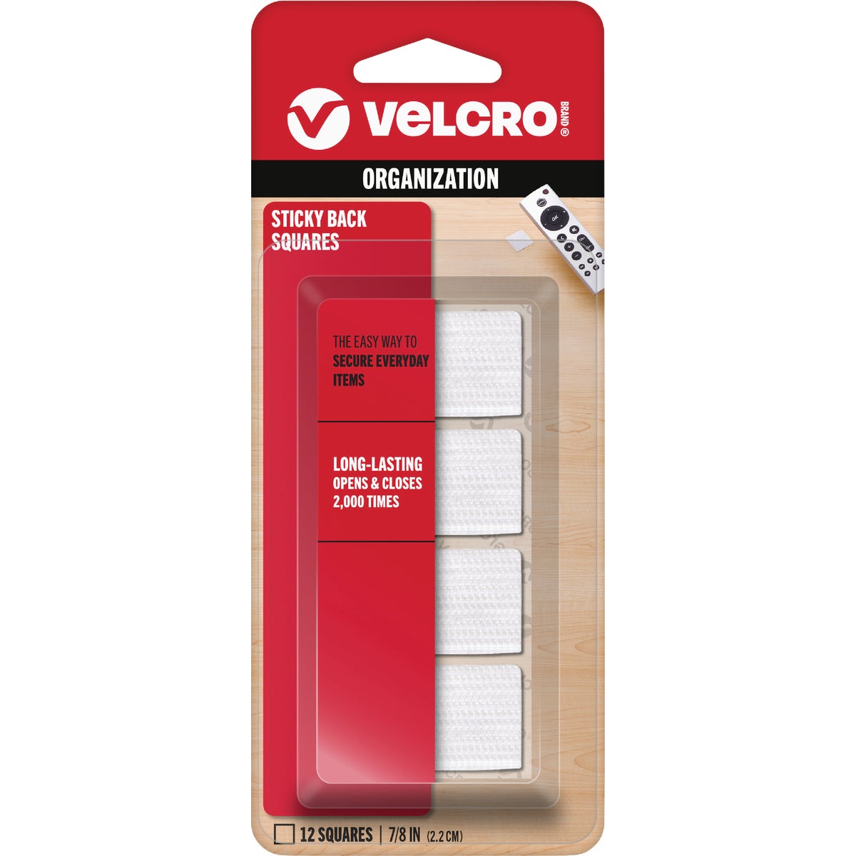 VELCRO Brand 7/8 In. White Hook & Loop Square (12-Count)