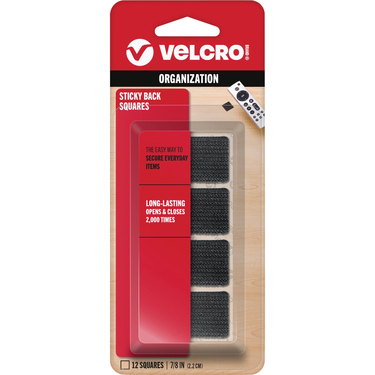 VELCRO Brand 7/8 In. Black Hook & Loop Square (12-Count)