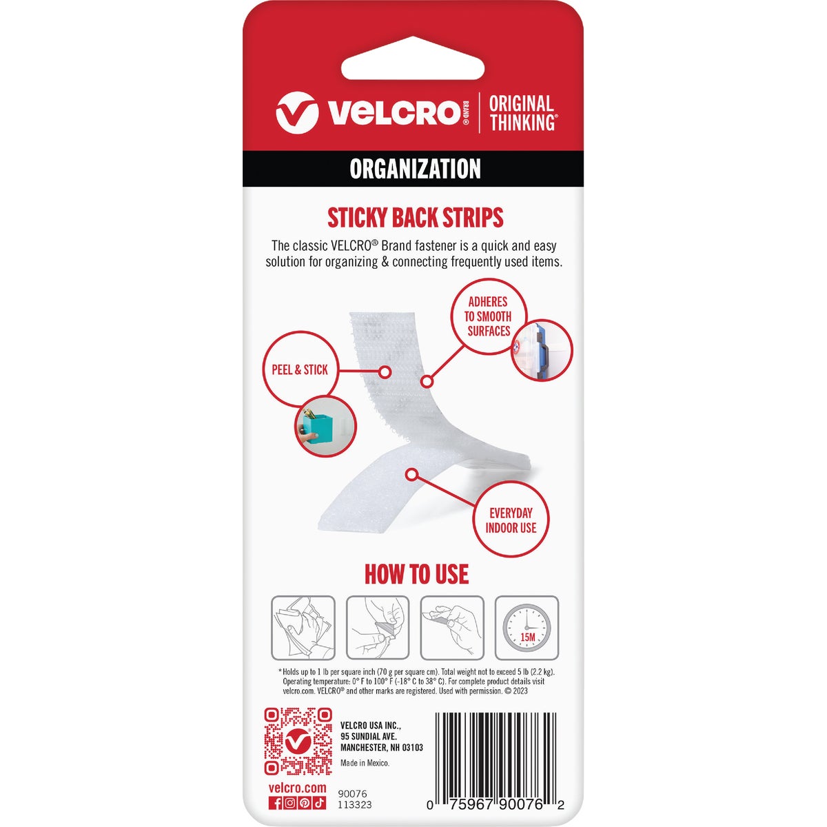 VELCRO Brand 3/4 In. x 3-1/2 In. White Sticky Back Hook & Loop Strips (4-Count) Image 4